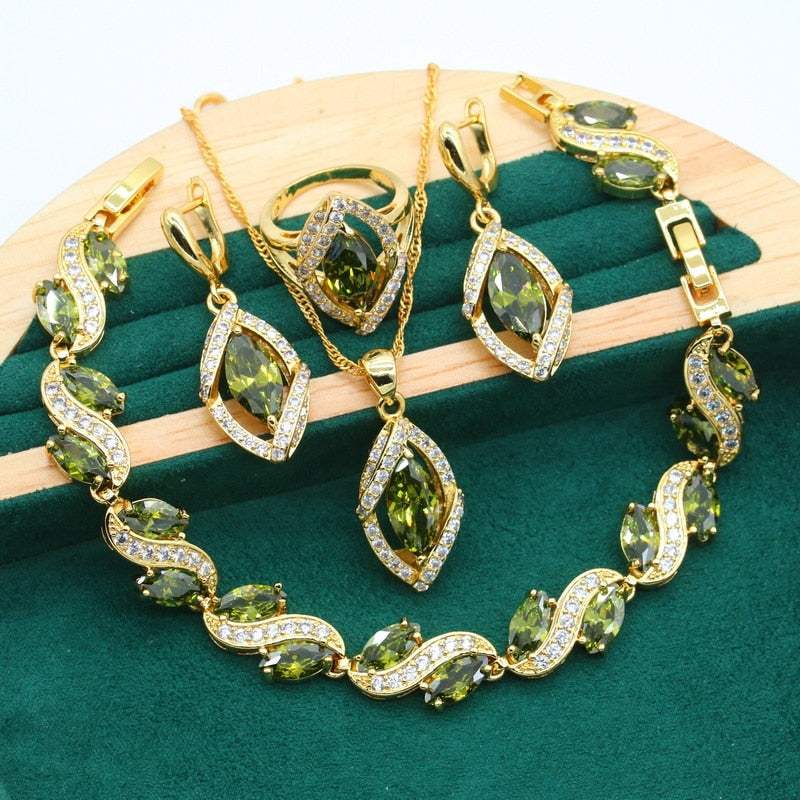 Geometric Gold Color Jewelry Sets