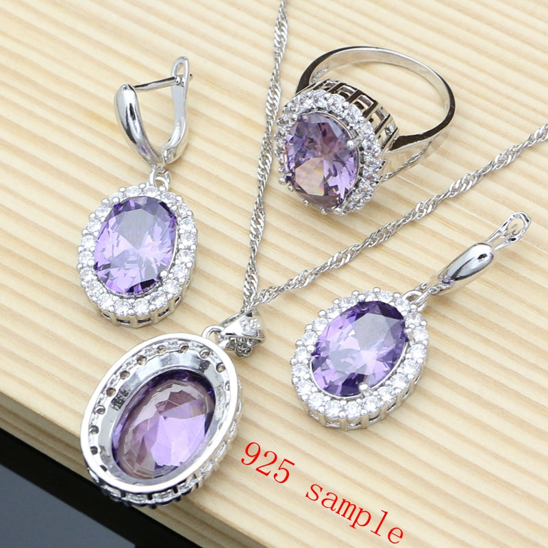 Ethereal Lavender Zircon 925 Jewelry Set