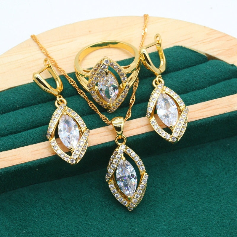 Geometric Gold Color Jewelry Sets