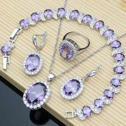 Ethereal Lavender Zircon 925 Jewelry Set