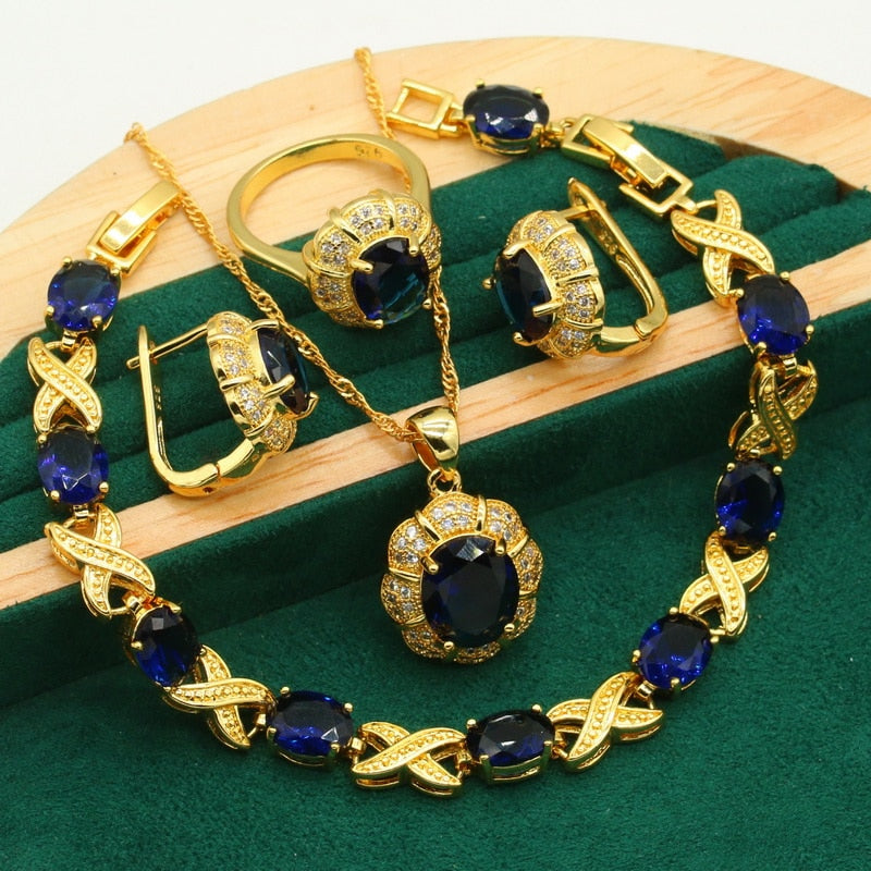 New Arrivals Gold Color Jewelry Sets For Women - Green Dreams Set
