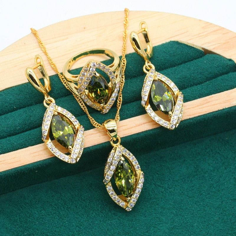 Geometric Gold Color Jewelry Sets