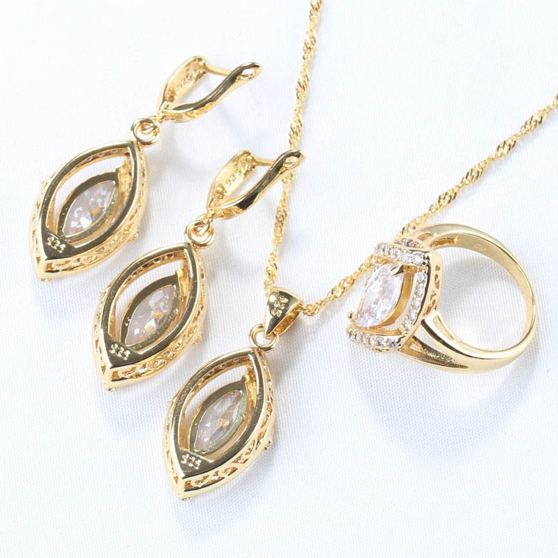 Geometric Gold Color Jewelry Sets