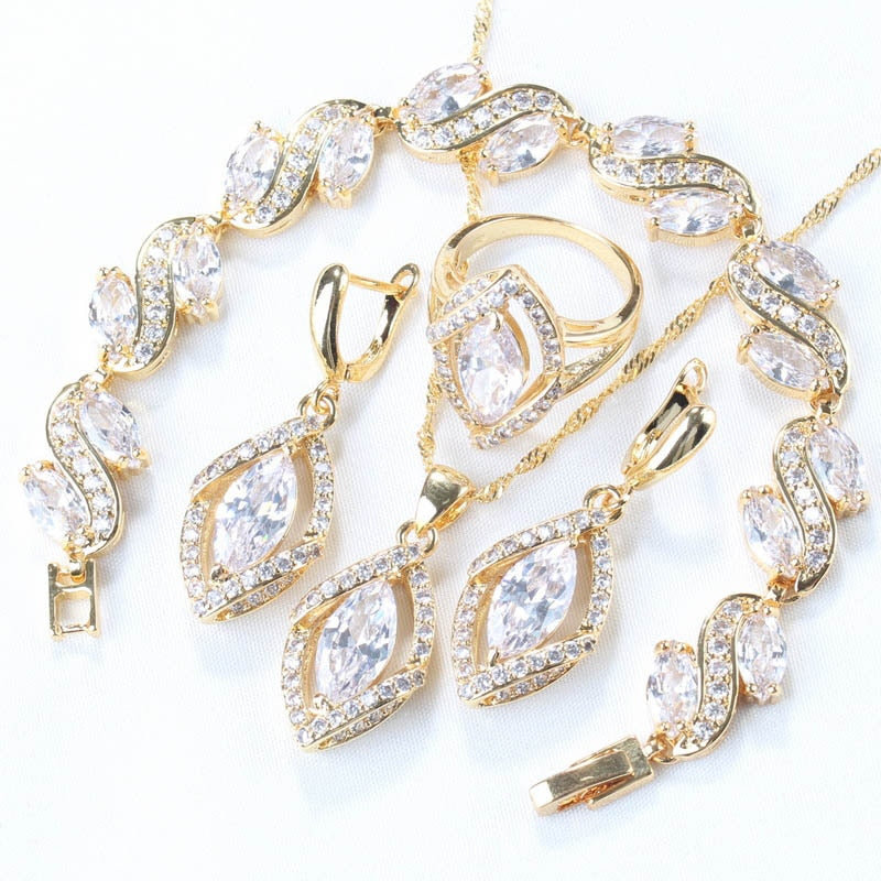 Geometric Gold Color Jewelry Sets