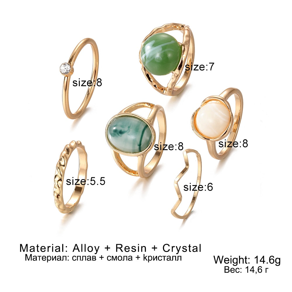 Rings Set for Women Vintage Crystal Geometric Finger Ring Fashion Jewelry