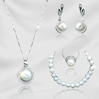 Radiant Pearl Set : Inspire Your Look with a Gorgeous 925 Sterling Silver Jewelry Set