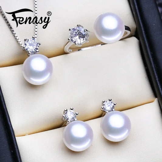 Venus 925 Sterling Silver Jewelry Sets Pearl Necklaces For Women