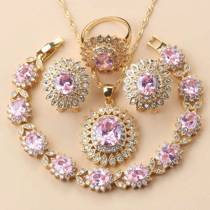 Big Sunflower Jewelry Sets Gold Color Luxury Woman