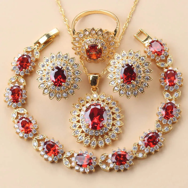 Big Sunflower Jewelry Sets Gold Color Luxury Woman