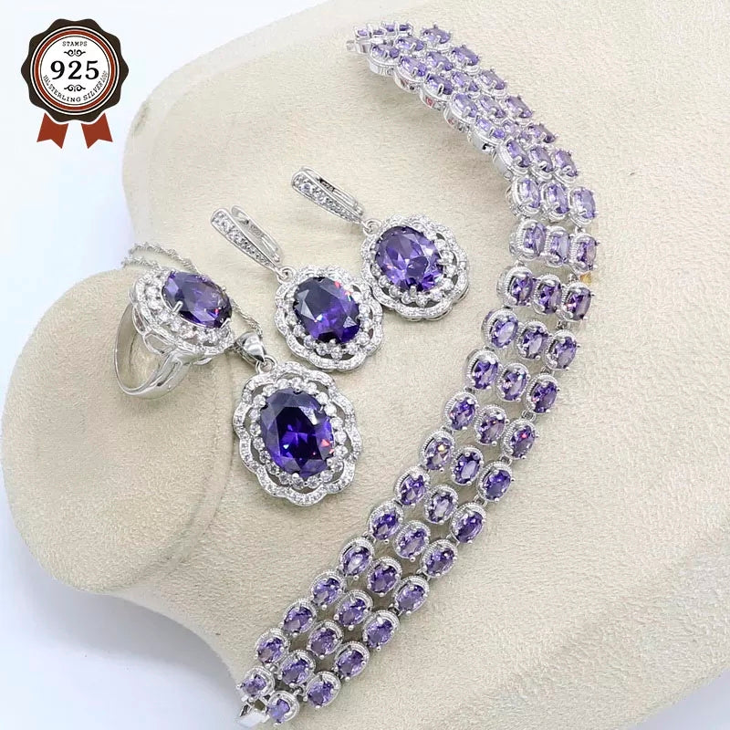 Ethereal Lavender Zircon 925 Jewelry Set