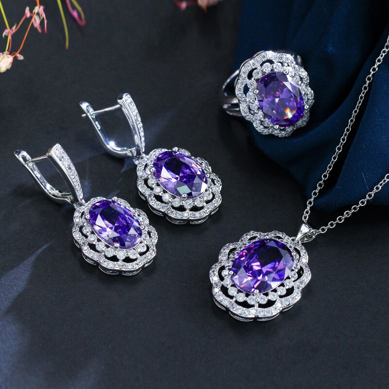 Ethereal Lavender Zircon 925 Jewelry Set