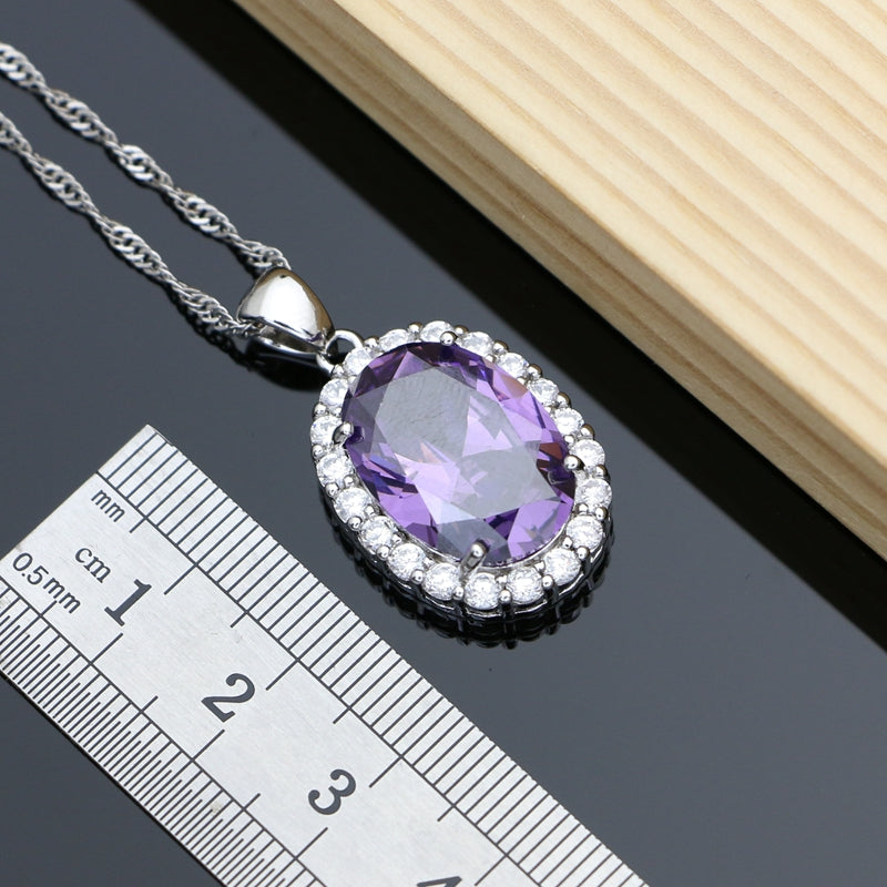 Ethereal Lavender Zircon 925 Jewelry Set