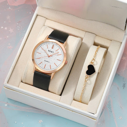 2pcs Set Womens Watches Set Ladies Fashion Watch New Simple Casual Womens Analog WristWatch Bracelet Gift Reloj Mujer