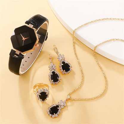 5pcs Set Watches Set Luxury Rhinestone Women Fashion Elegant Wristwatch Quartz Watch For Girl Ladies Clock Relogio