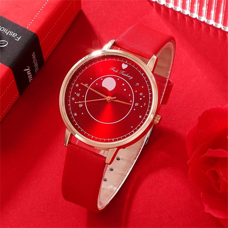 5pcs Set Women Fashion Quartz Watch Female Clock Luxury Brand Design Women Watches Simple Ladies Watches Montre Femme