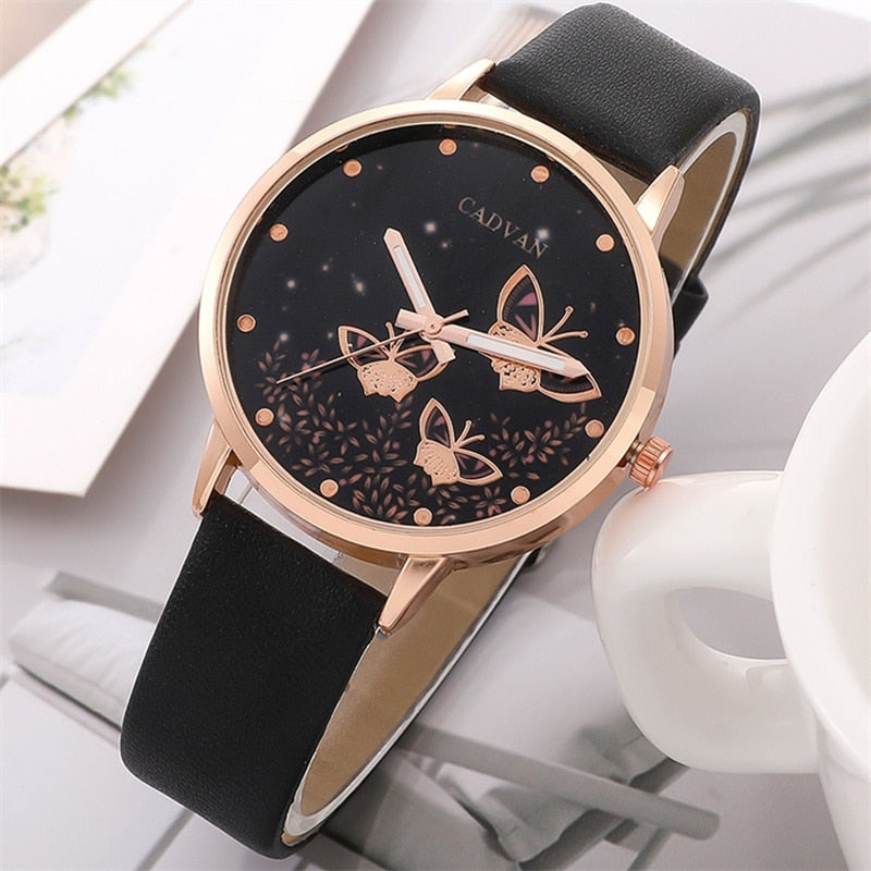 6pcs Set Womens Watches Ladies Fashion Butterfly Watch New Simple Casual Womens Analog WristWatch Bracelet Gift No Box