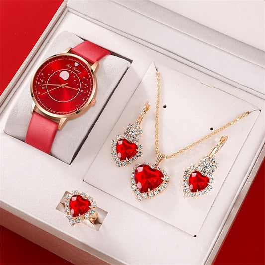 5pcs Set Women Fashion Quartz Watch Female Clock Luxury Brand Design Women Watches Simple Ladies Watches Montre Femme