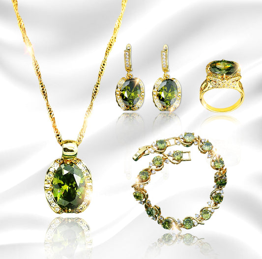 Enchanting Harmony: Zirconia 18K Gold Plated Jewelry Set - Embrace Timeless Beauty
